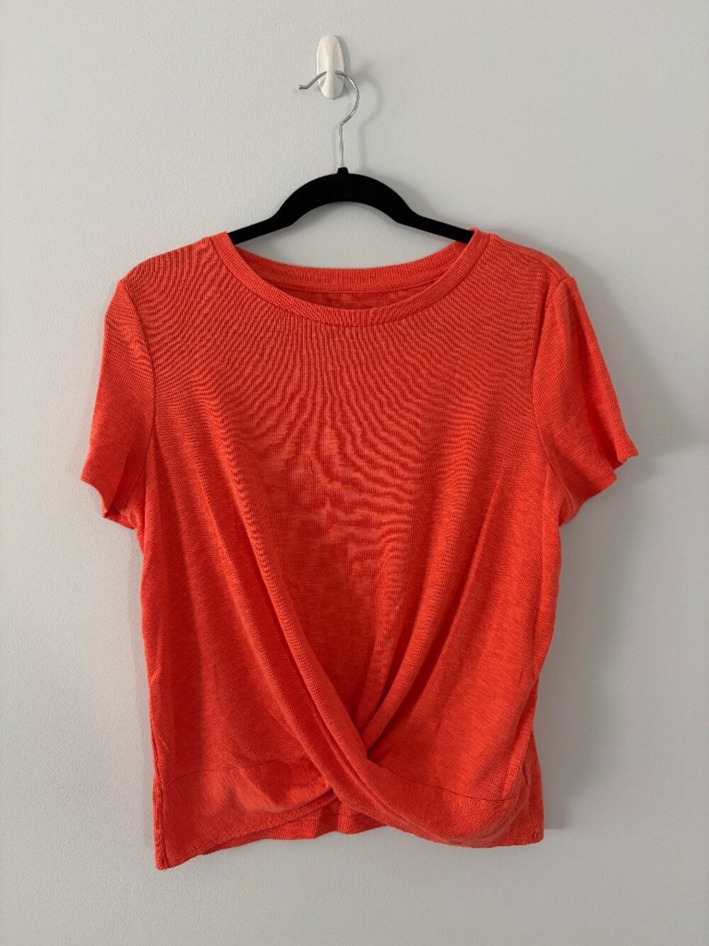 Gap Ribbed Twist Front Tee Orange Short Sleeve T-Shirt Medium Tall